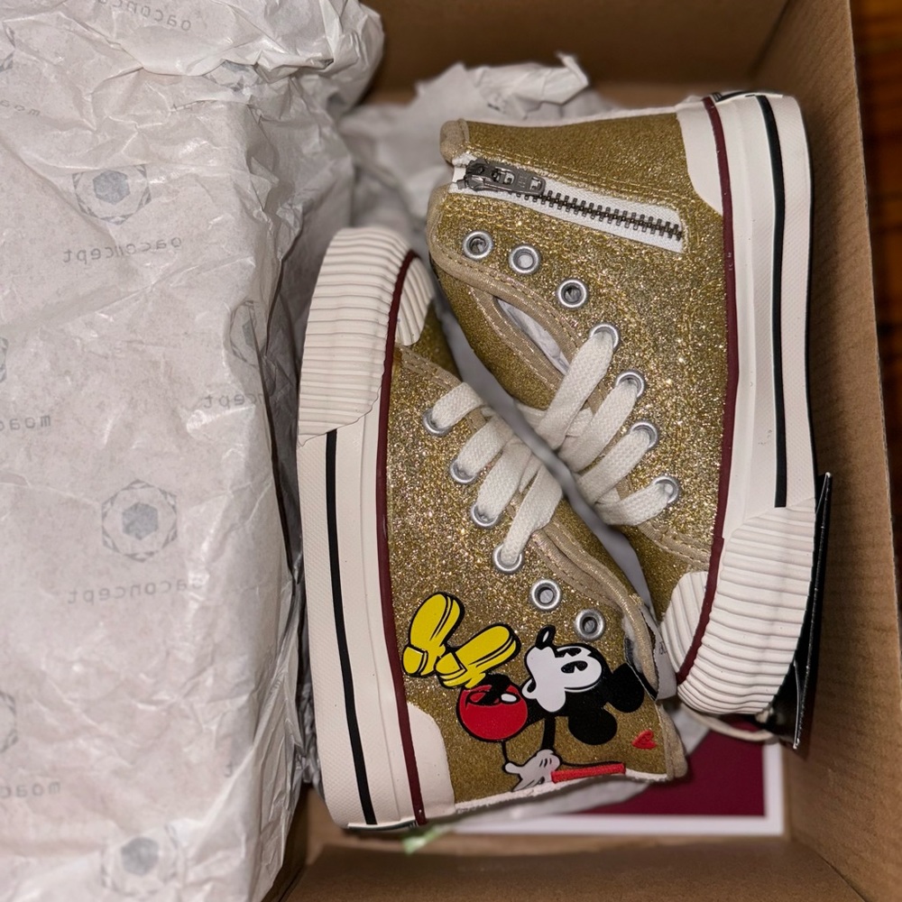 COPY - Size 7.5 toddler Mickey Mouse sneakers gold glitter (never worn)